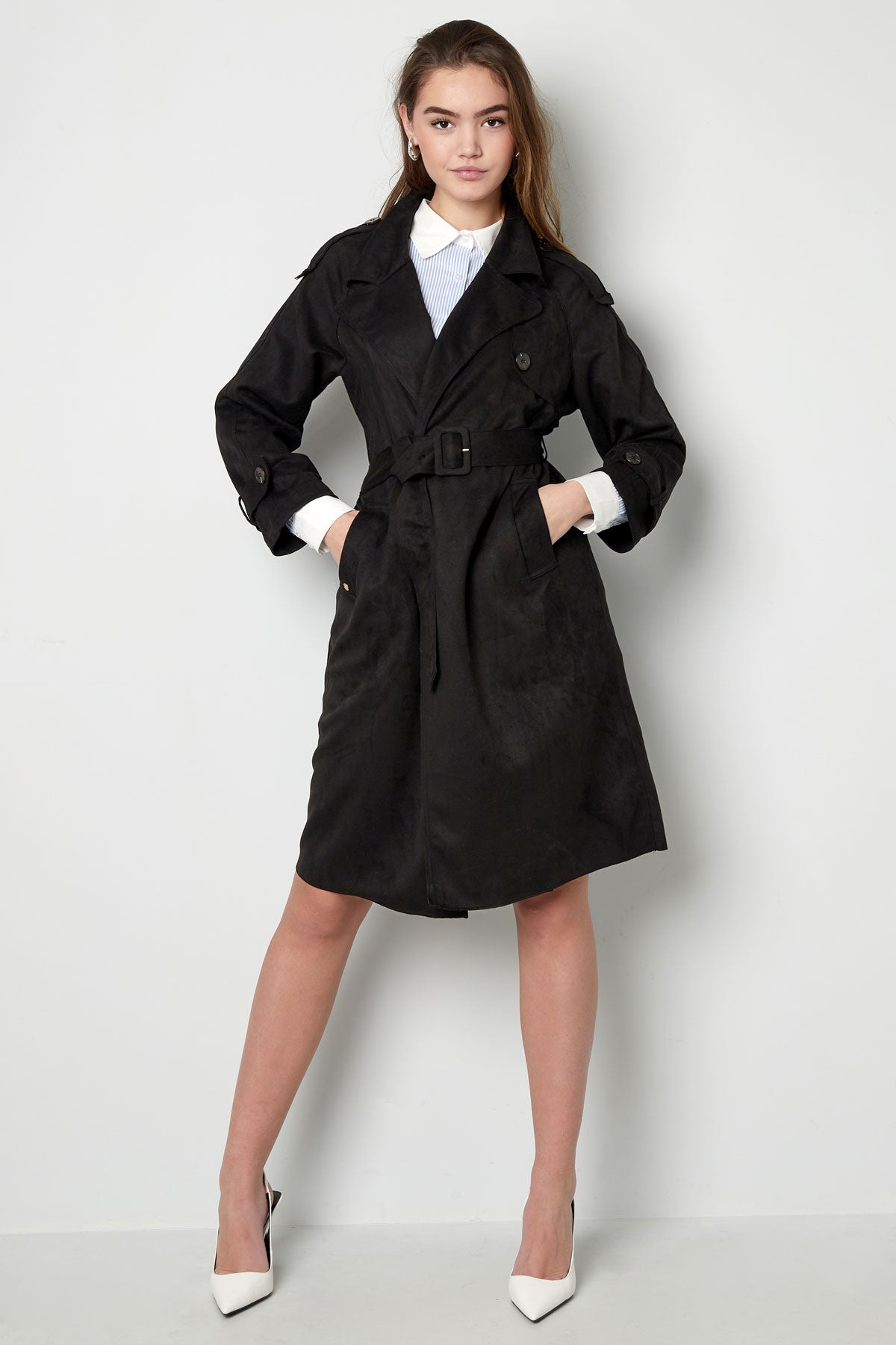 Classic trench coat suede - green S