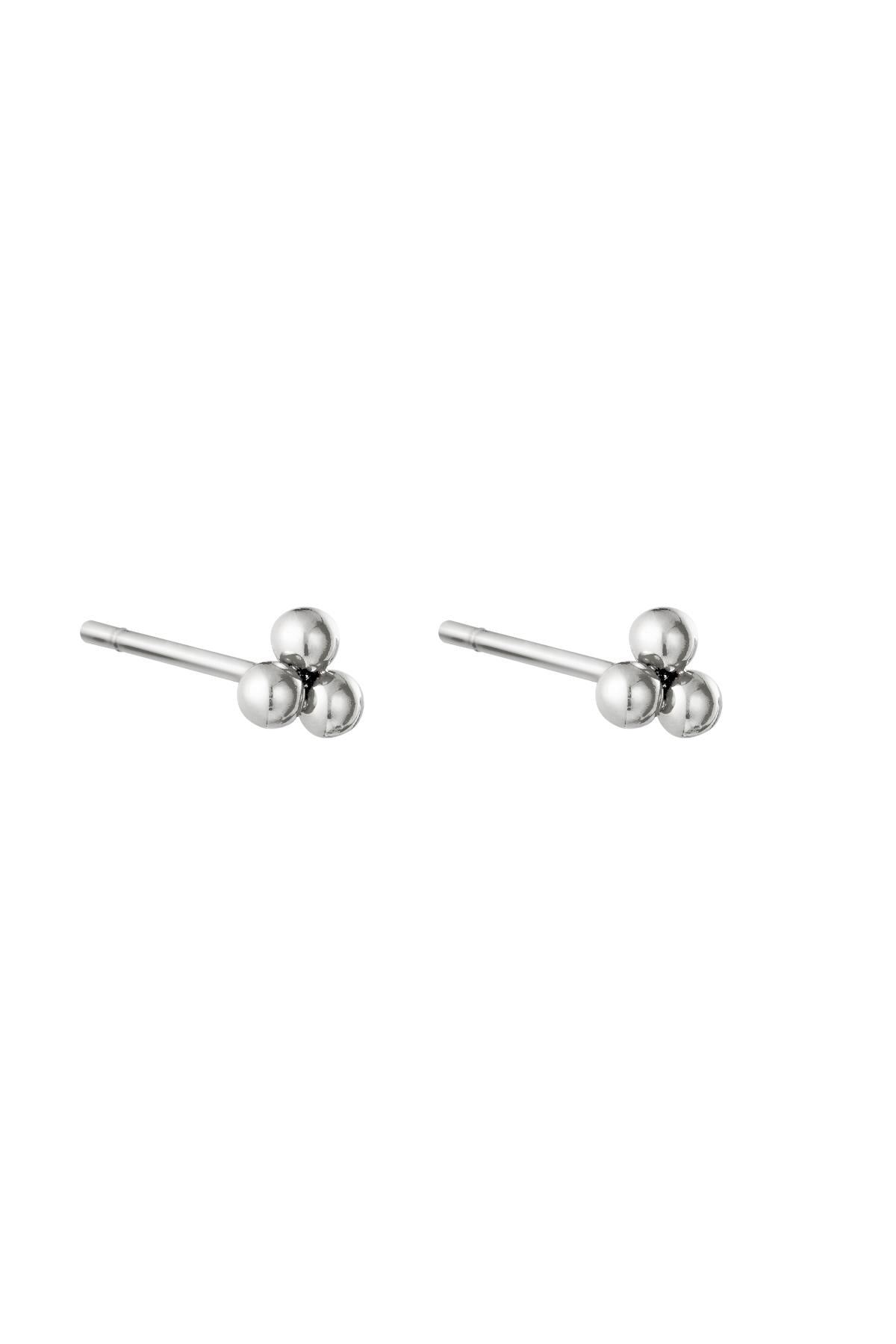 Earrings Triple Bullet Silver Color Stainless Steel