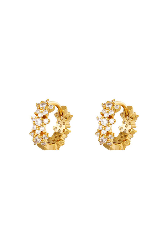 Star rhinestone hoop earrings - copper