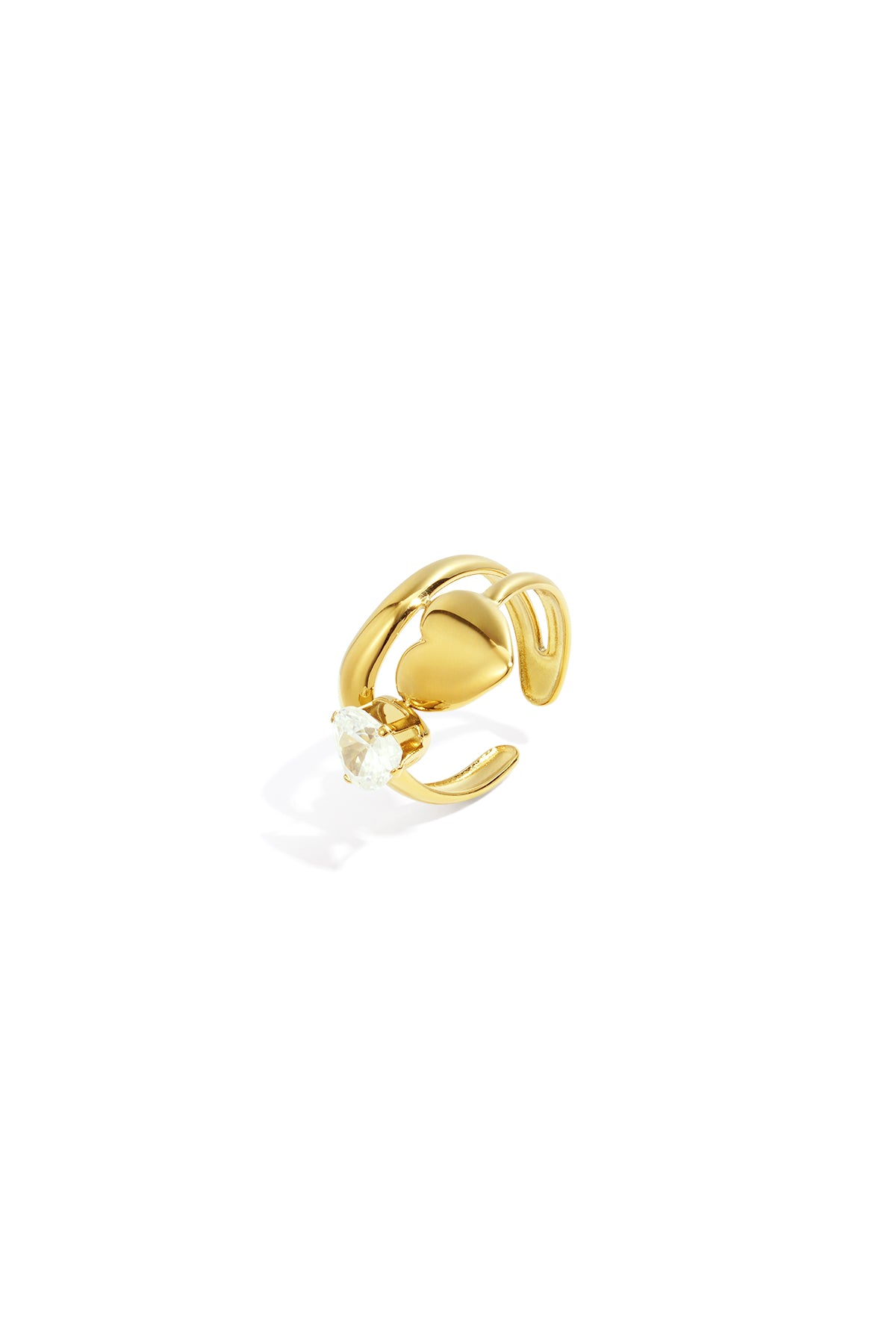 Stainless Steel Gemstone Rings Heart Casual Daily Simple Series Women's jewelry