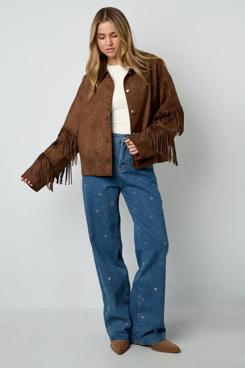 Suede-look jacket with fringes
