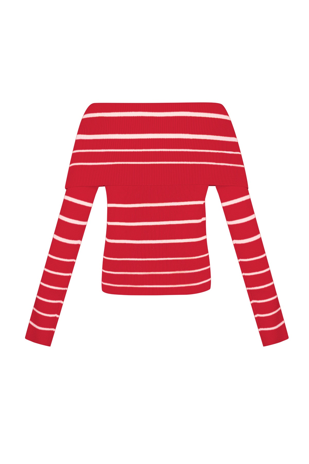 Striped off shoulder top - Black & red