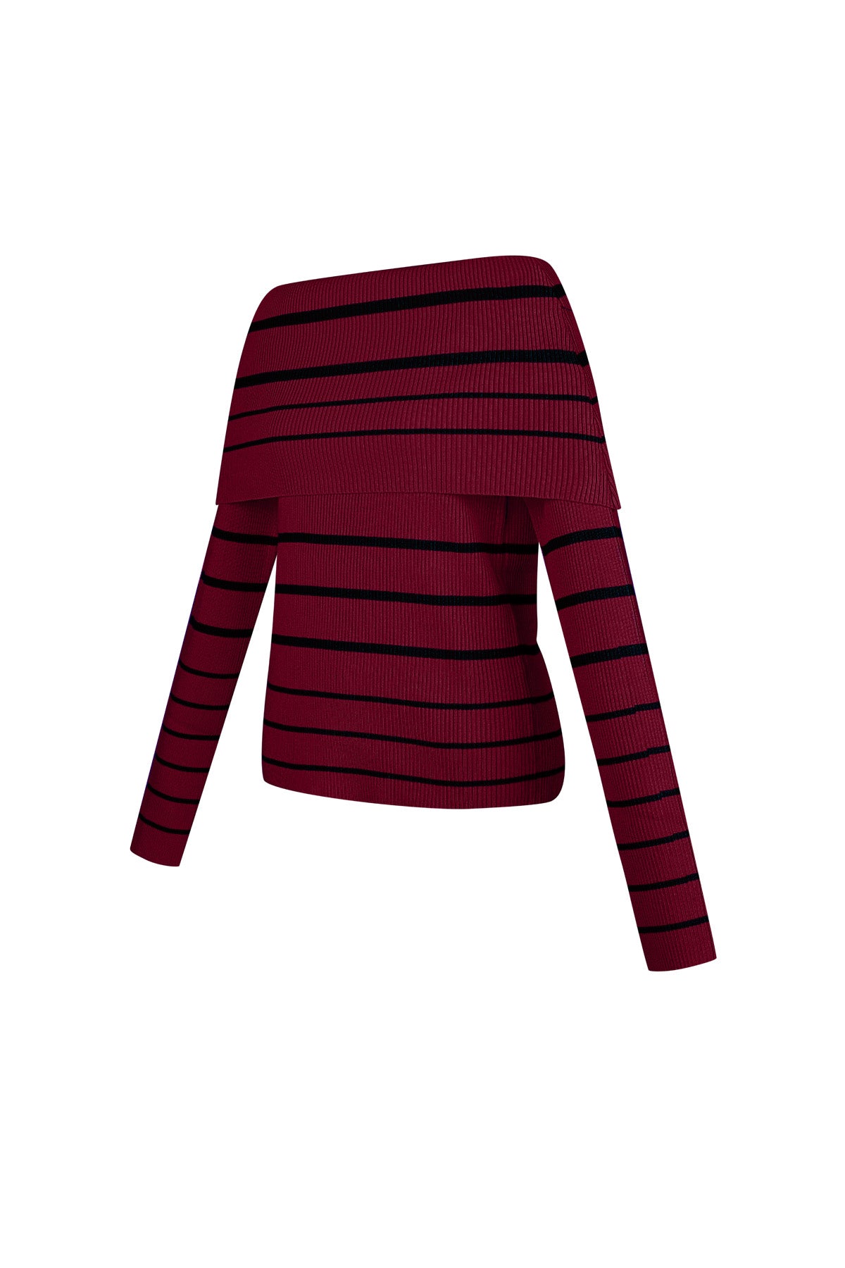 Striped off shoulder top - Black & red