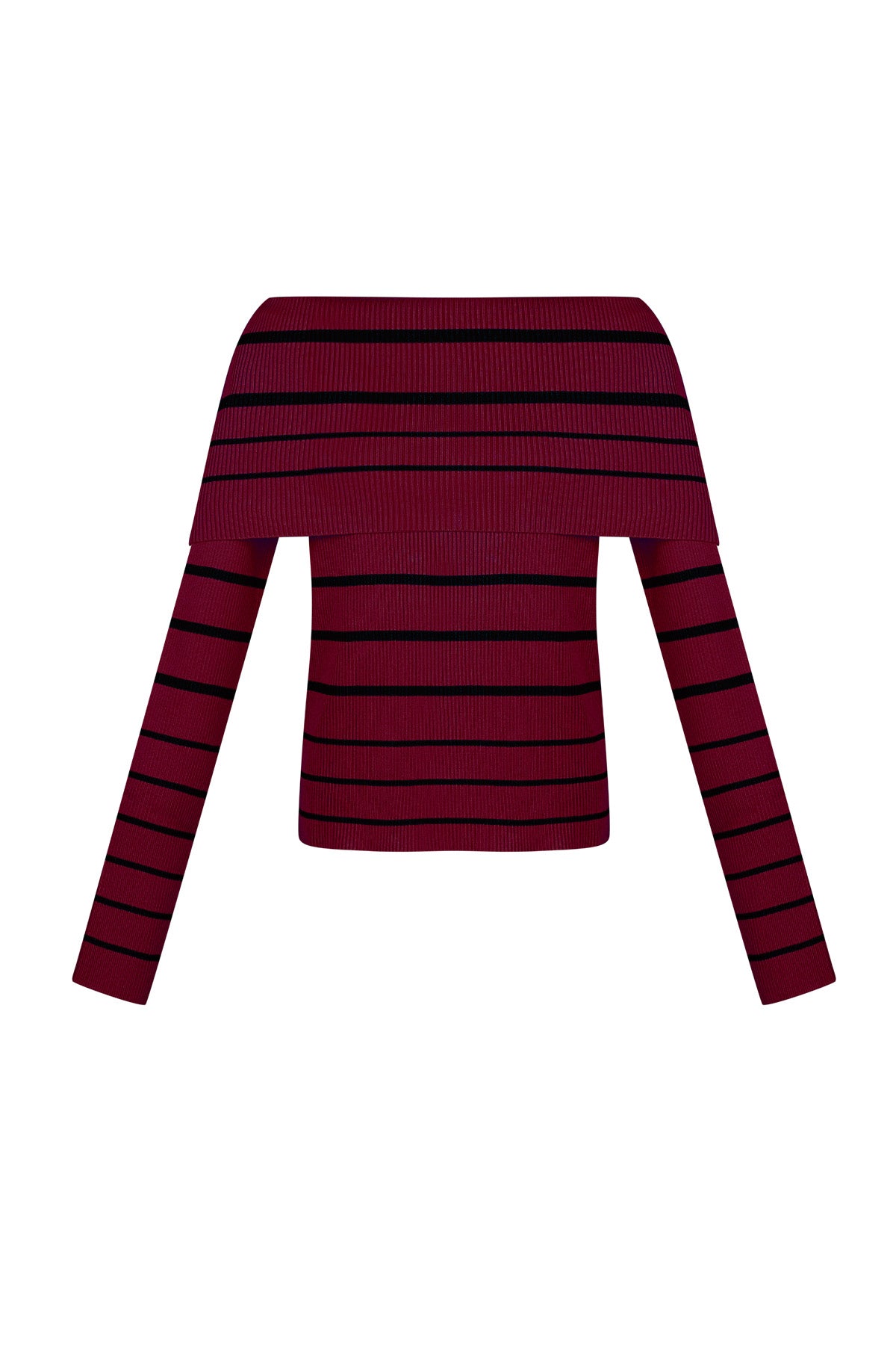 Striped off shoulder top - Black & red