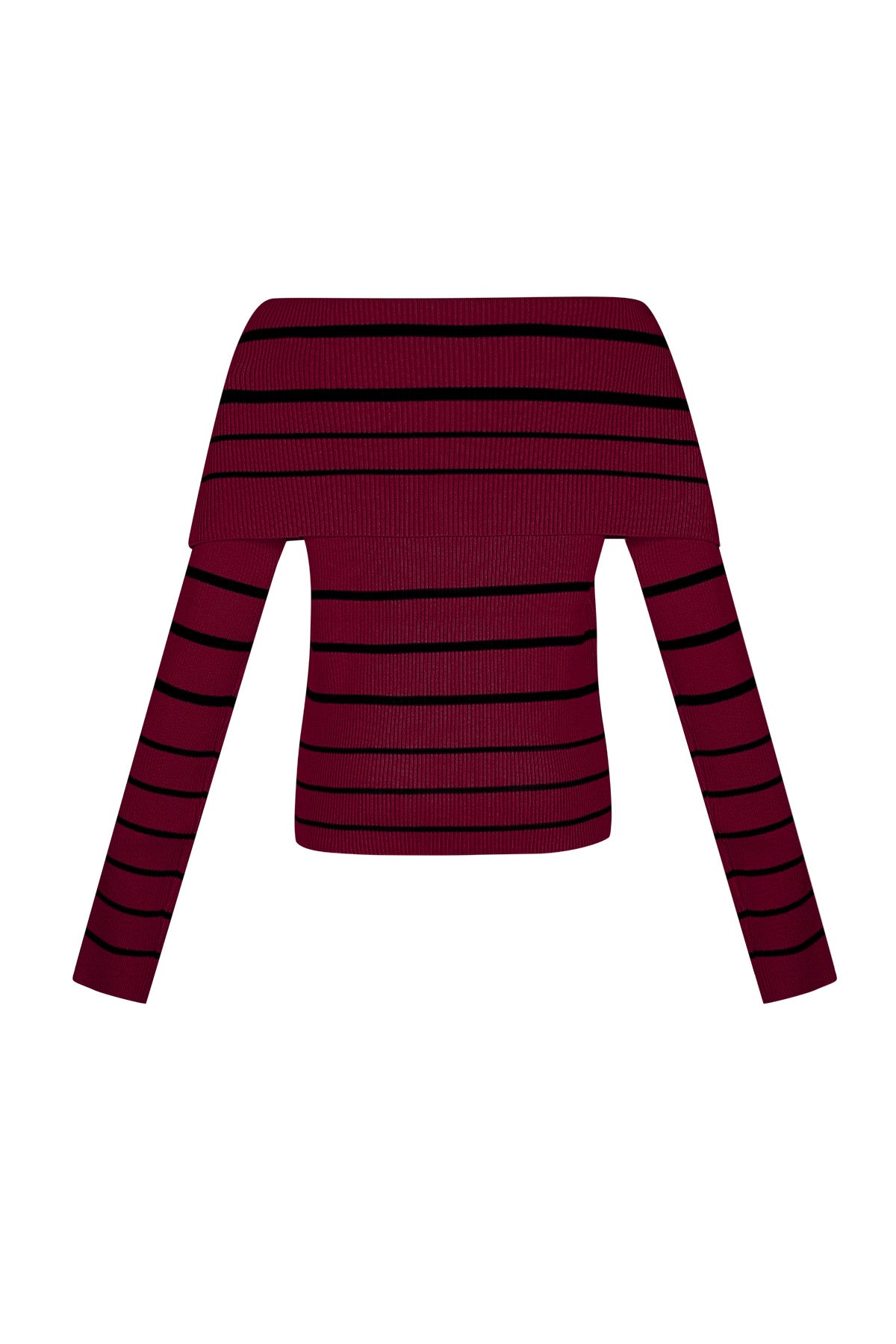 Striped off shoulder top - Black & red