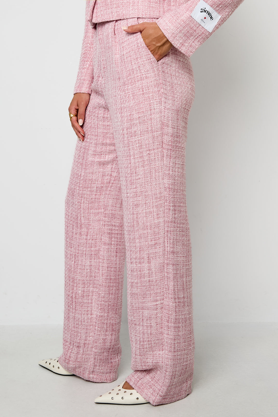 Polyester fiber (polyester) Straight pants Checkered Elegant Fall/Winter  Clothes