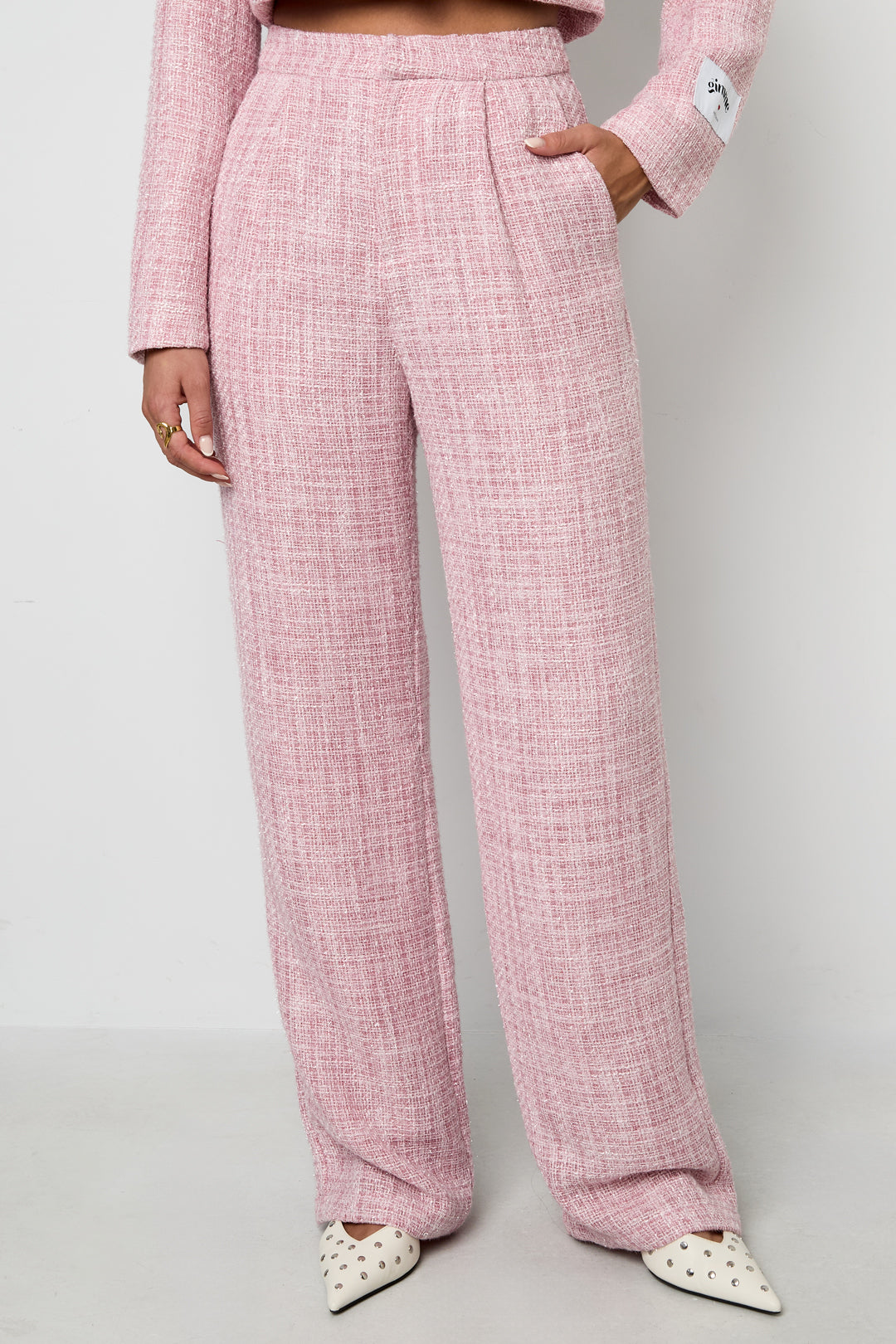 Polyester fiber (polyester) Straight pants Checkered Elegant Fall/Winter  Clothes