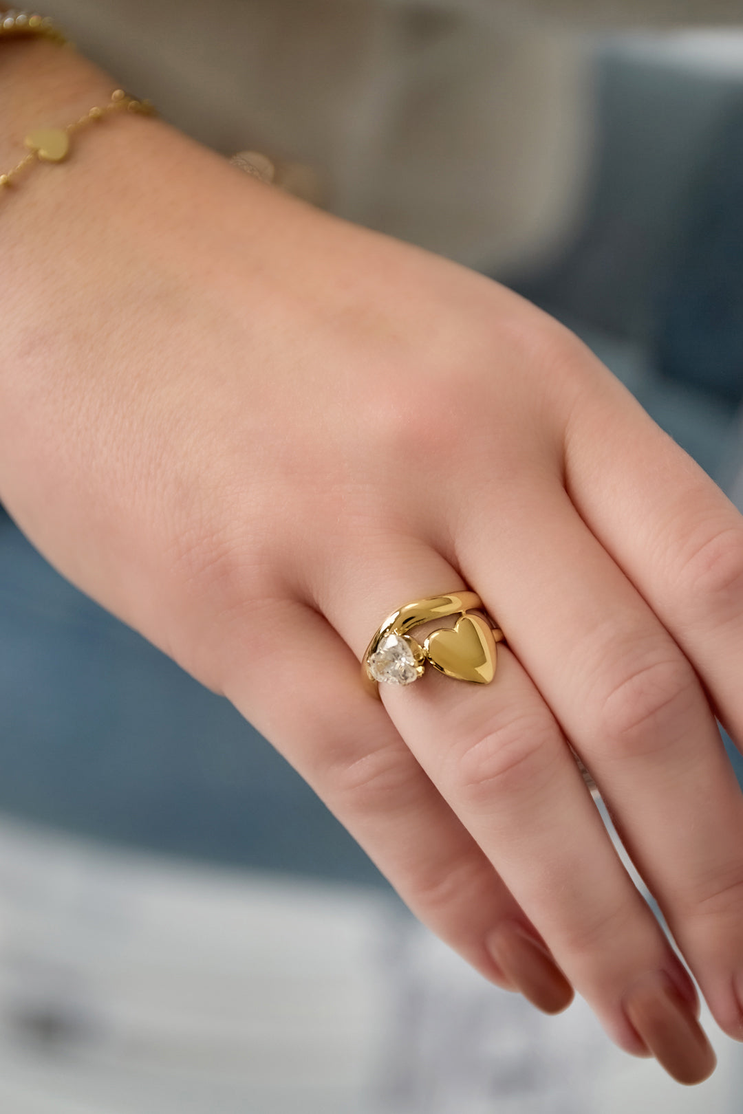 Stainless Steel Gemstone Rings Heart Casual Daily Simple Series Women's jewelry