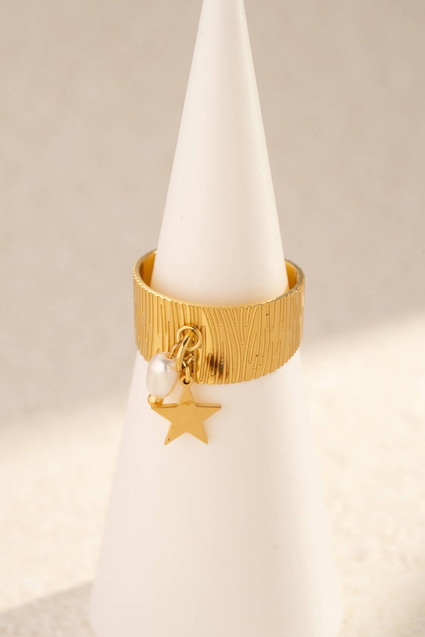 Anel estrela ajustável em aço inoxidável charme minimalista