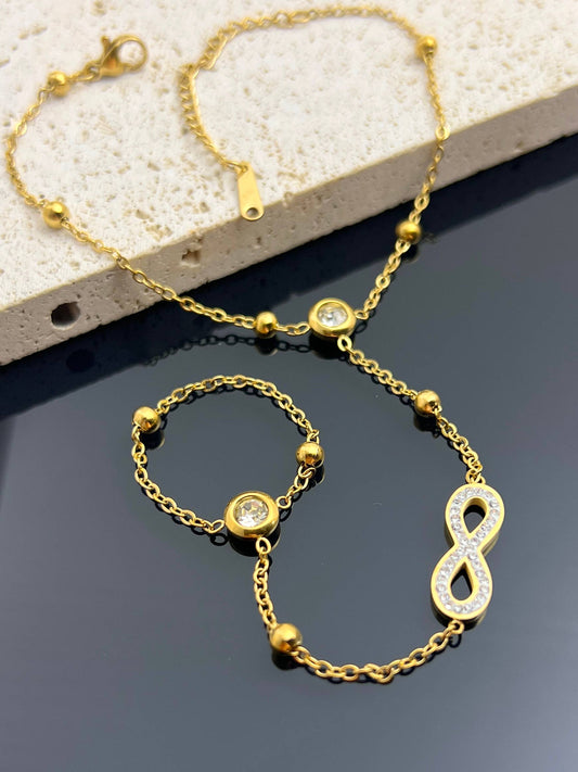 Pulseira de mão infinita em aço inoxidável